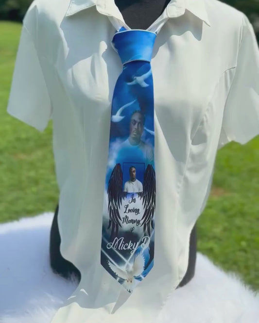 Blue Rose Personalized Tie – Custom Photo, Memorial & Wedding Tie